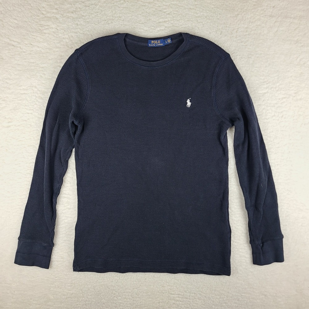 Polo Ralph Lauren Therma Sweater Mens Large Dark Blue Crewneck Sweatshirt